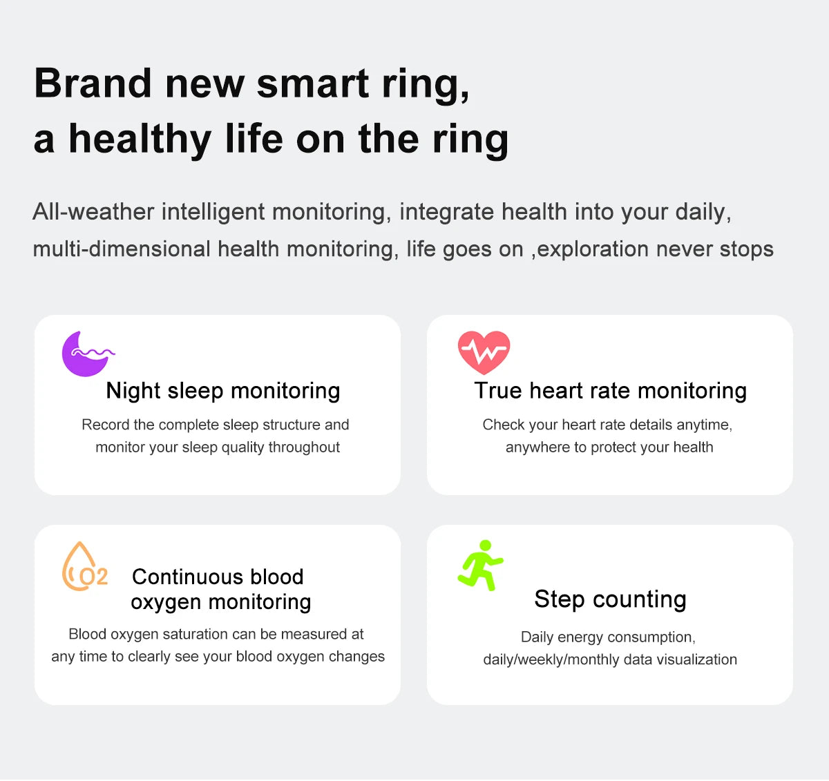 Smart Ring, Bluetooth 5.1,Fitness Tracker,Health and Sleep Monitor, 5ATM Waterproof, Multi-sport Mode