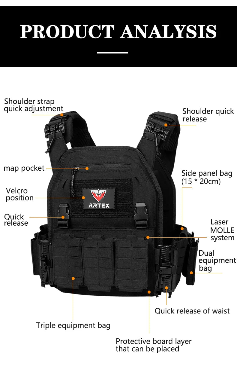 Ranger Green Plate Carrier Tactico Vest With Quick Release Security Molle Chaleco Tactico Bandolier Laser Cut Vest