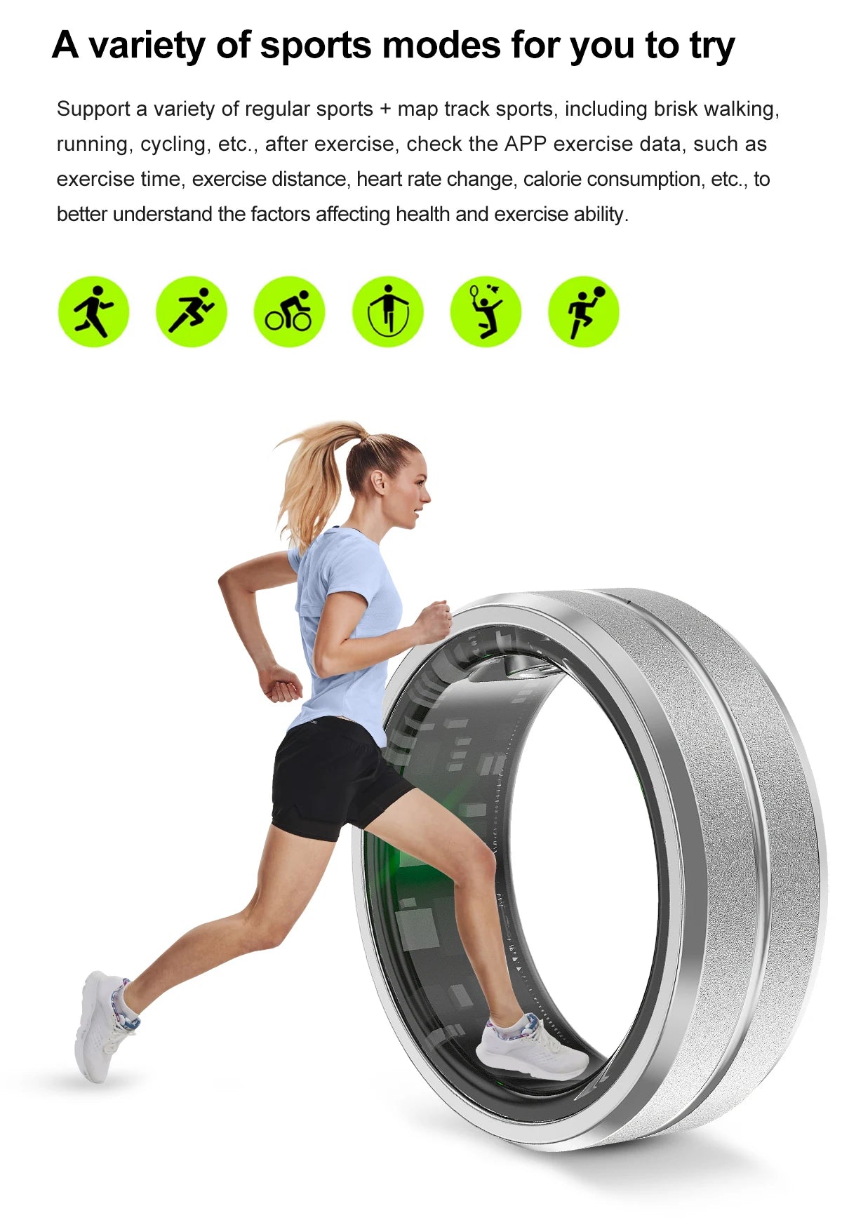 Smart Ring, Bluetooth 5.1,Fitness Tracker,Health and Sleep Monitor, 5ATM Waterproof, Multi-sport Mode