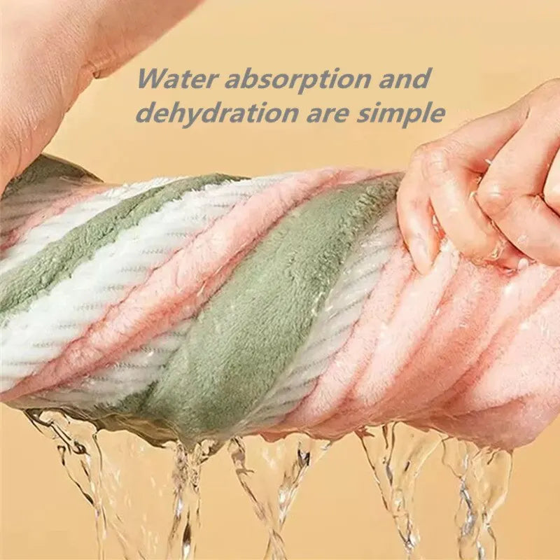 Double Thick Dry Hair Towel Double Sides Use Dry Hair Cap Multi-color Strong Absorbent Rippled Edge Thick Quick Drying Bath Hat